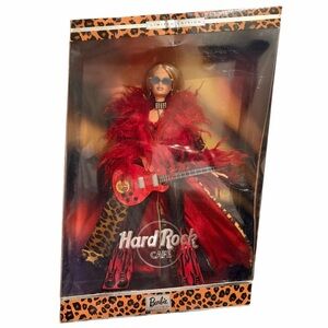 Barbie Hard Rock Cafe doll guitar Leopard Print Box new in box.
